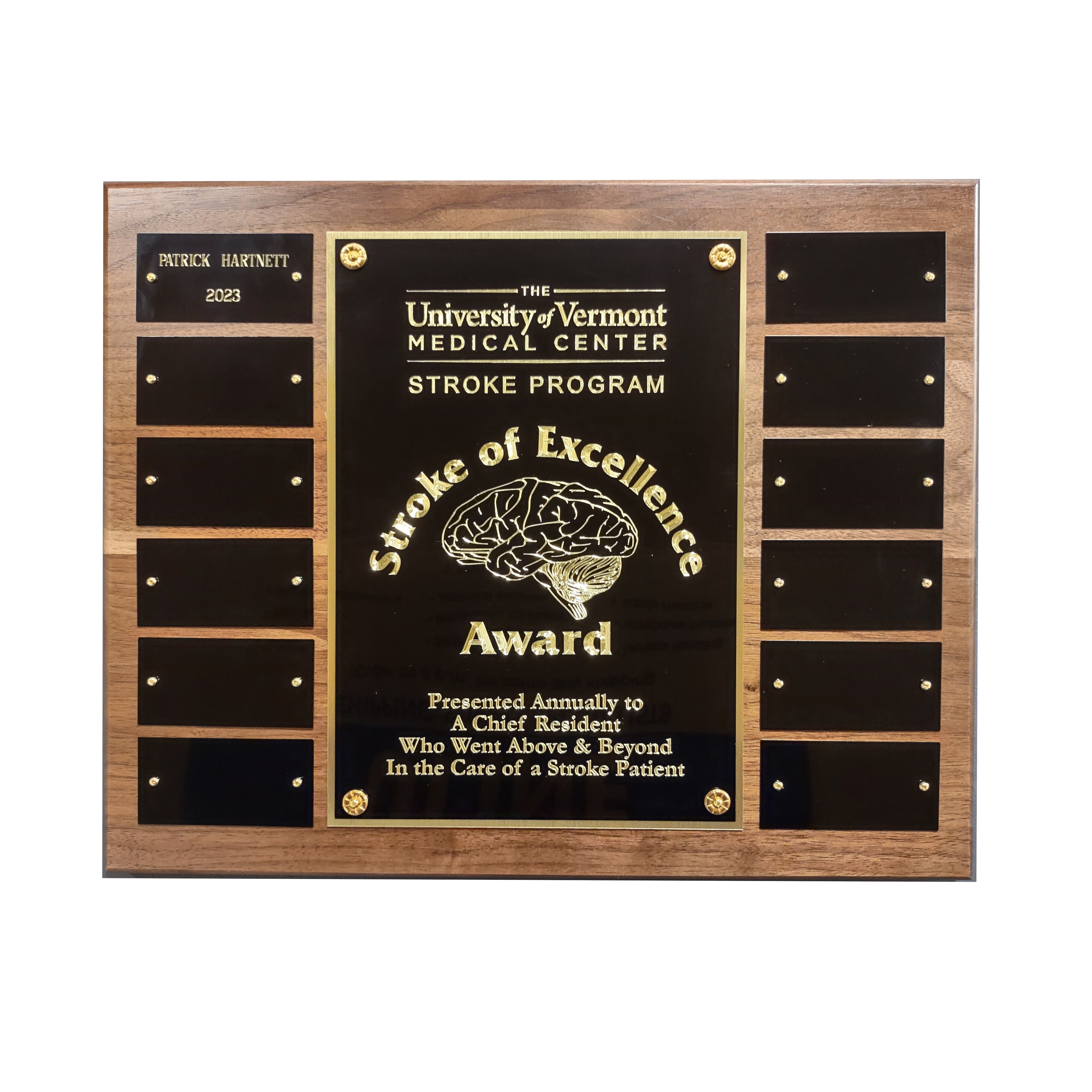 Walnut Perpetual Wall Plaque with 12 plates