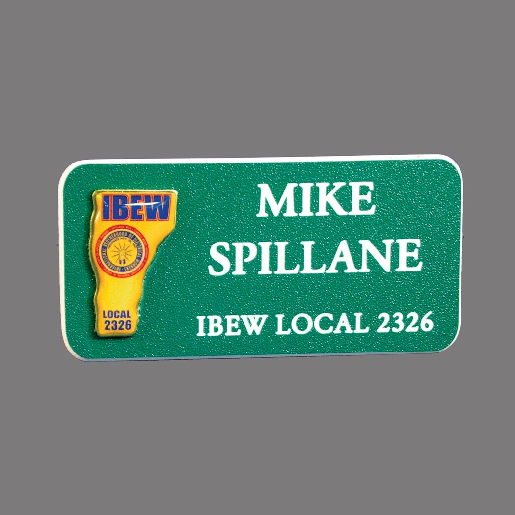 Engraved Plastic Name Pins With Logo In MANY Sizes, Finishes And Colors
