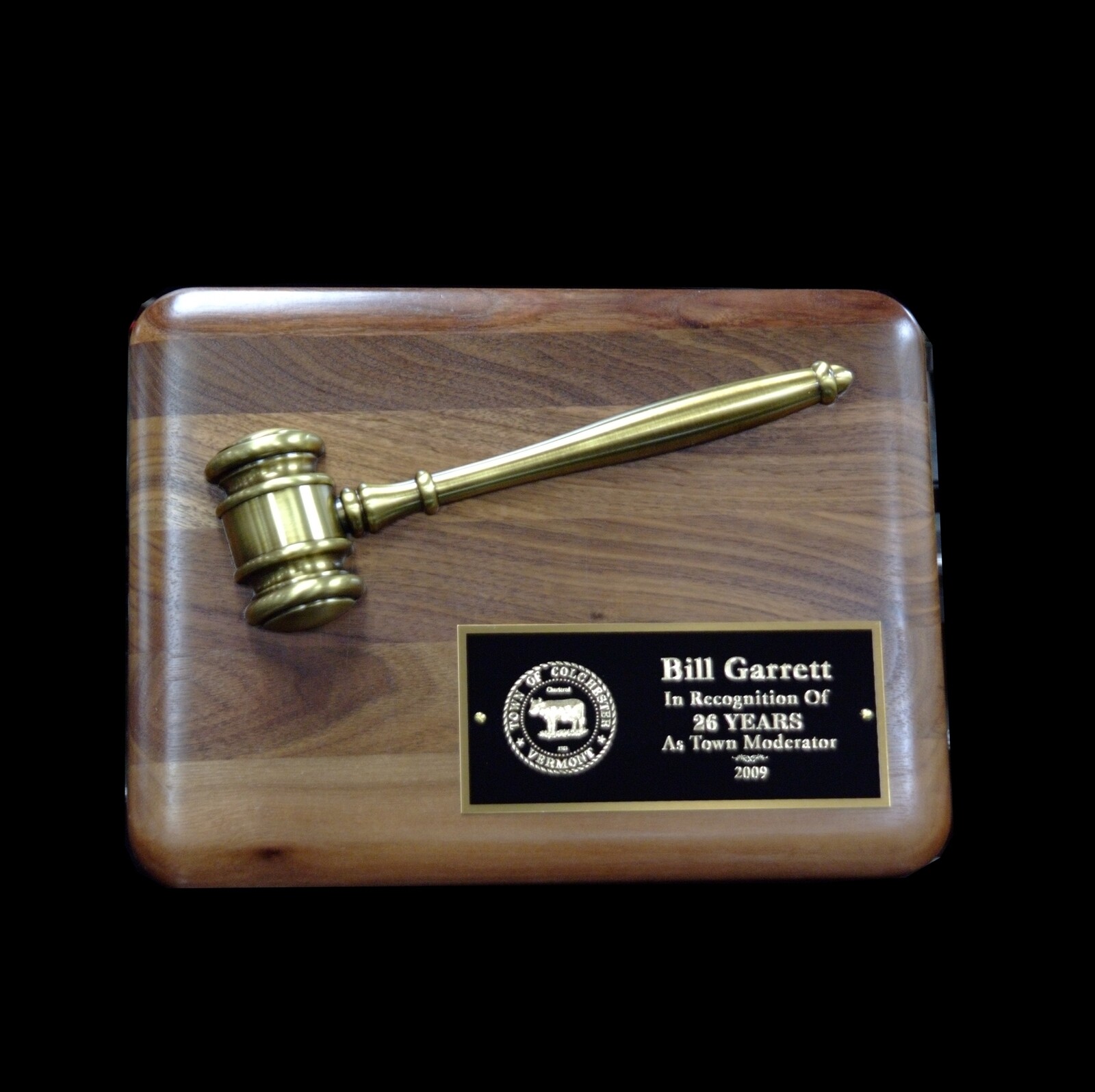 Gavel Plaque With Gold Gavel