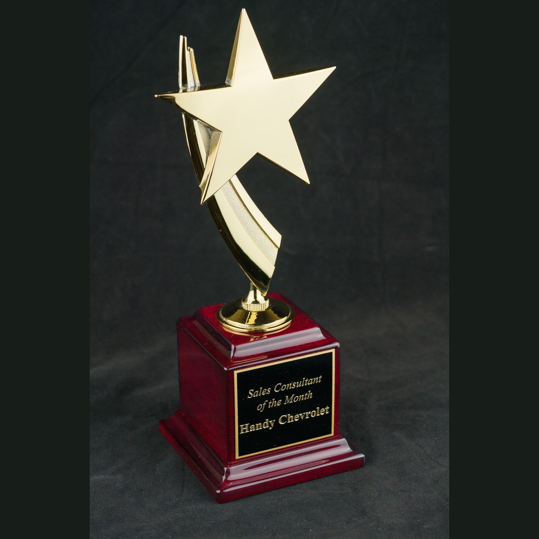 Gold Star Trophy on Rosewood Piano Finish Base