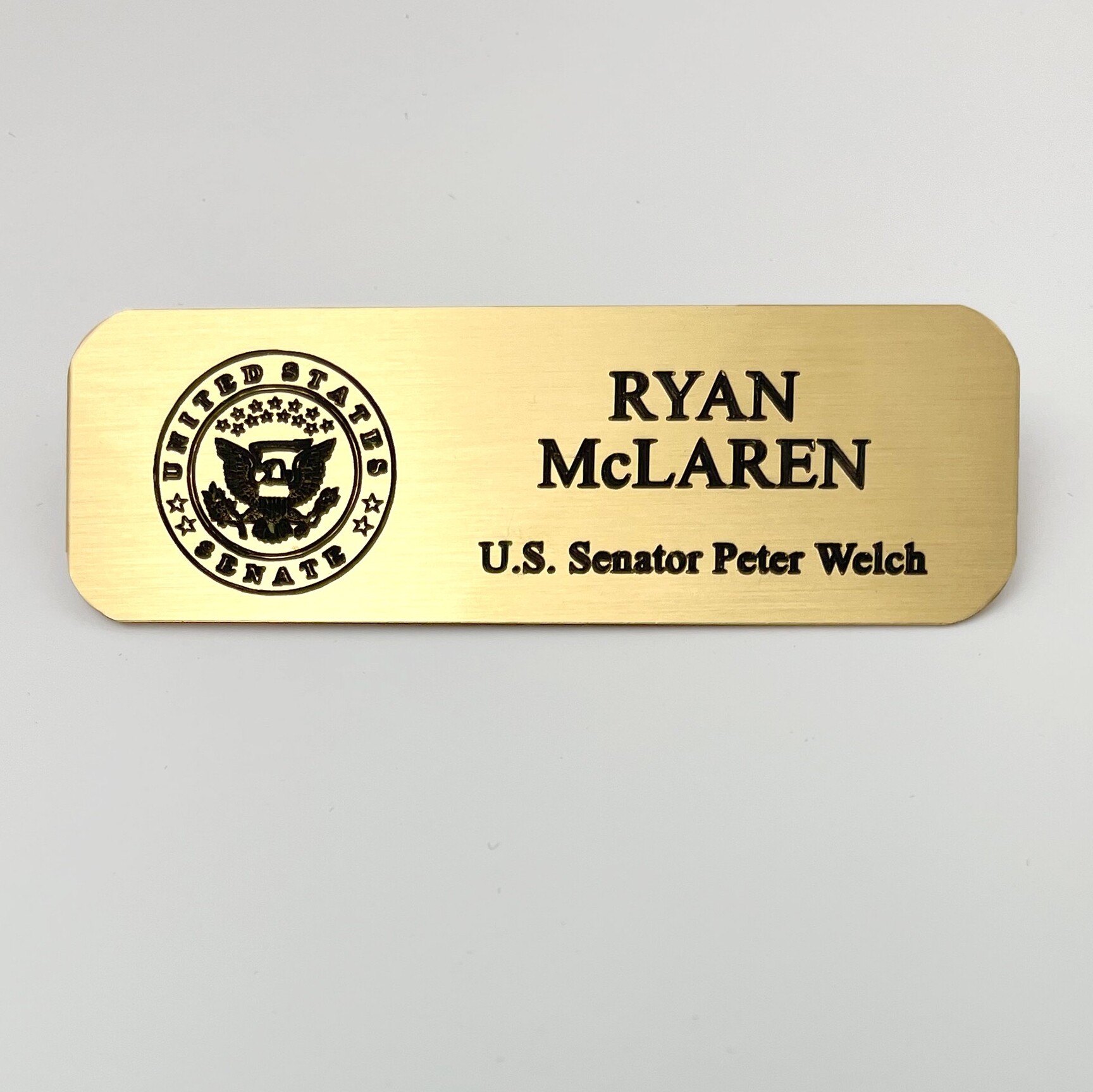 Engraved Metal Name Pins With Logo