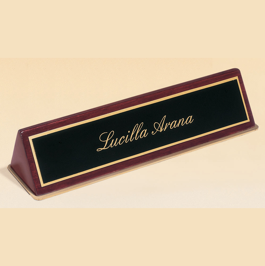 rosewood piano finish desk plate deskplate with standard engraving