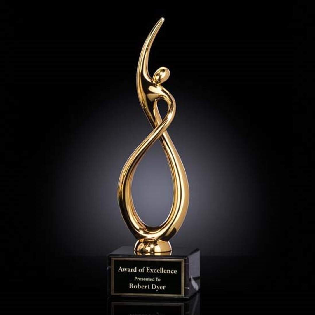 Gold or Silver Infinity Award with Marble Base