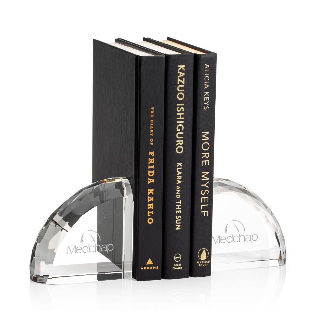 Arced Optical Crystal Bookends