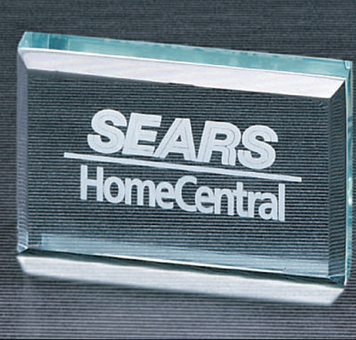 jade acrylic square paperweight award with standard engraving