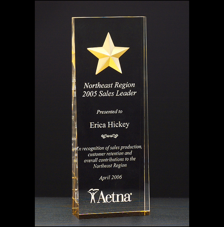 acrylic award with gold star