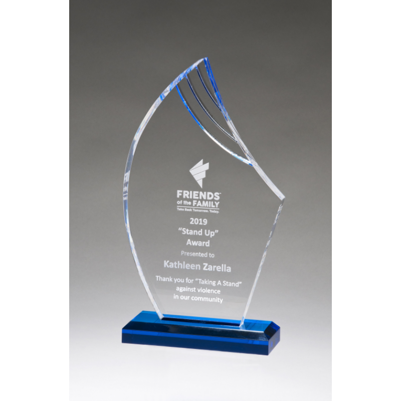 Acrylic Sail Award with Blue Accents