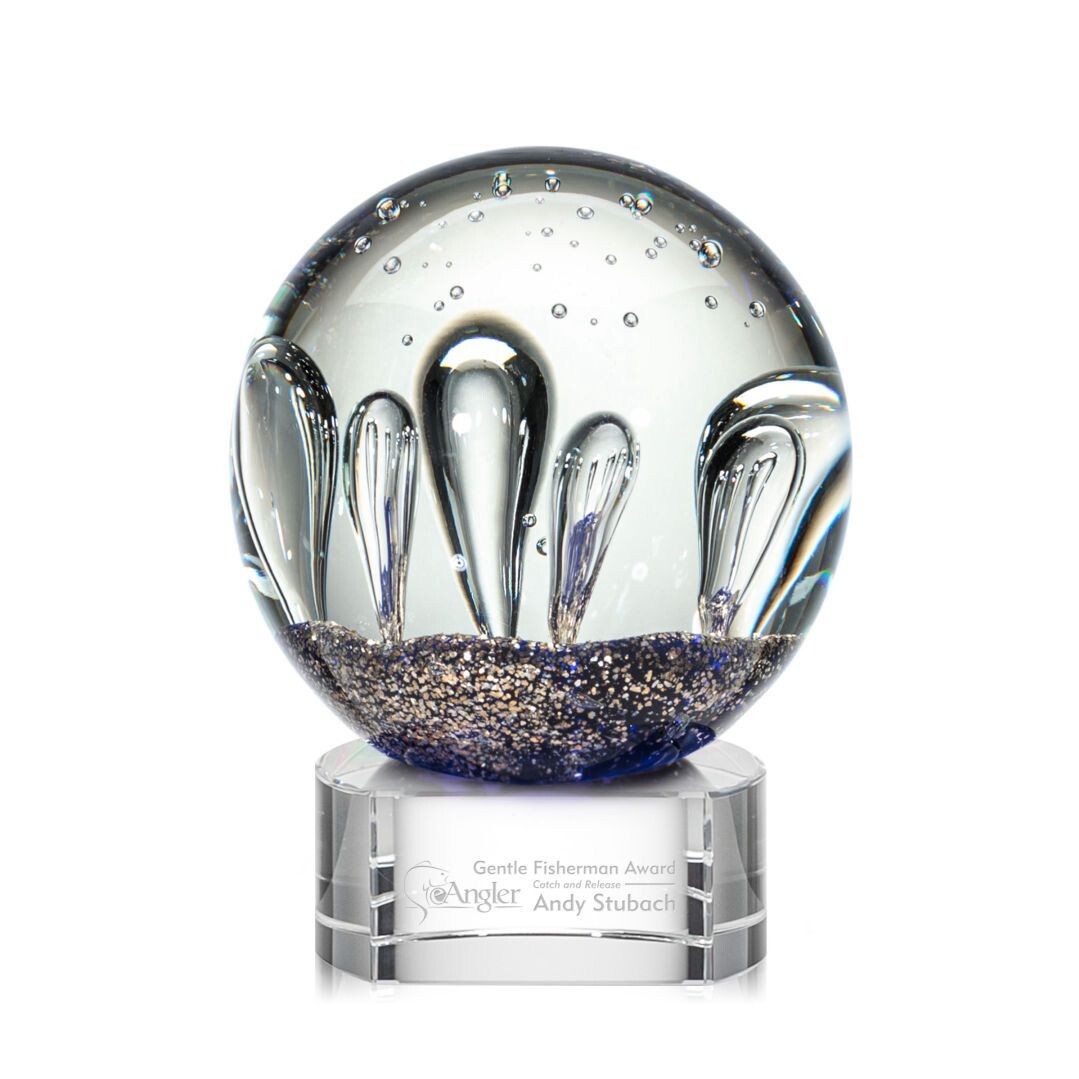 Art Glass Sphere on Crystal Base