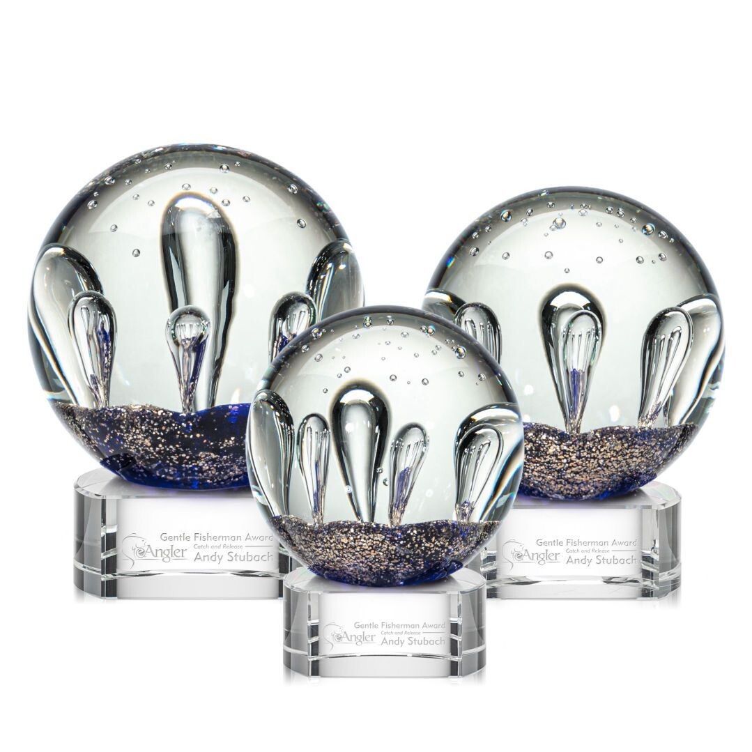 Art Glass Sphere Award on Base