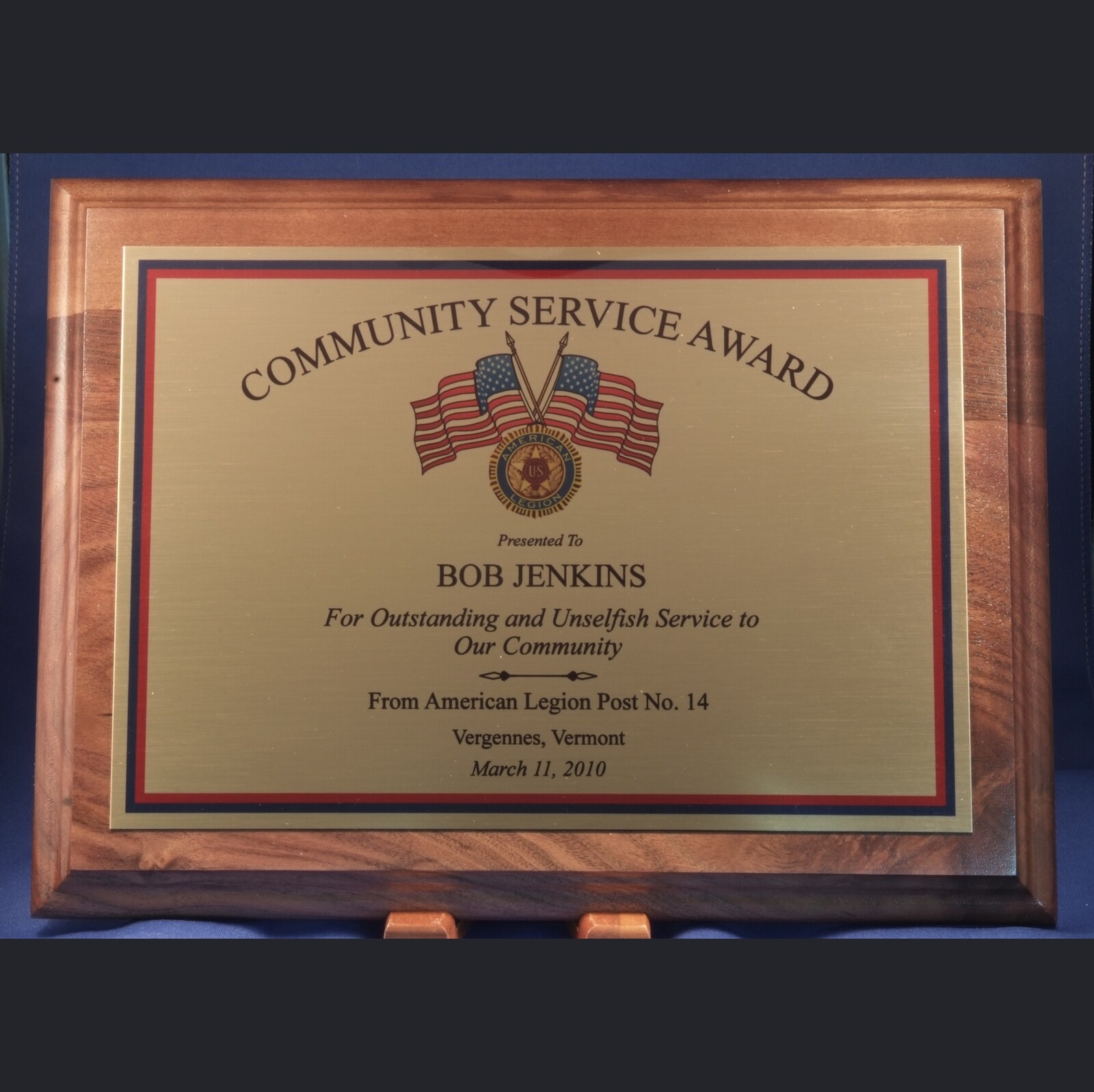 Full Color Walnut Award Plaque With Gold Plate In 7 Sizes