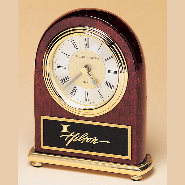 rosewood piano finished arch clock with standard engraving