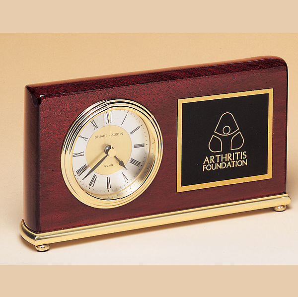 rosewood piano finish desk clock with standard engraving