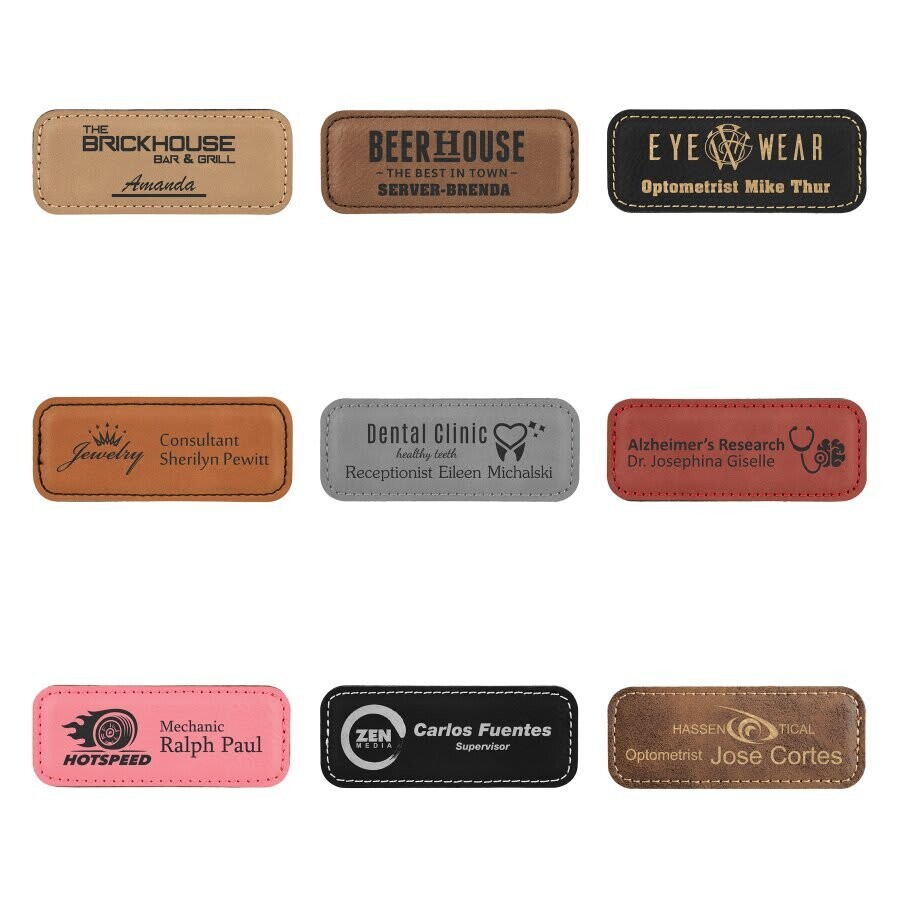 leatherette name tags