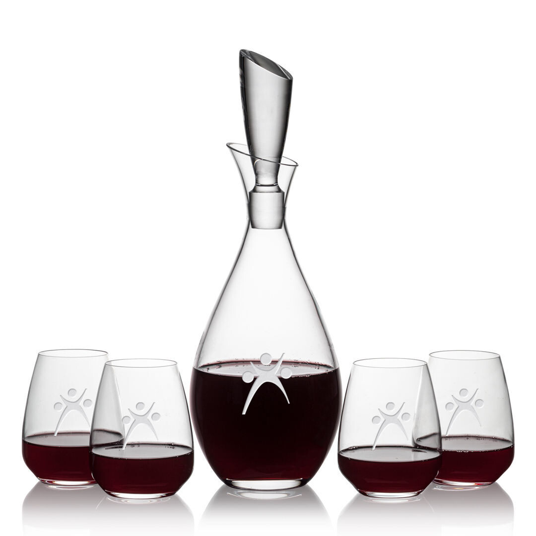 Stunning Lead-free 32oz Decanter and 14oz Brunswick Stemless Glasses with Inclusive Pricing