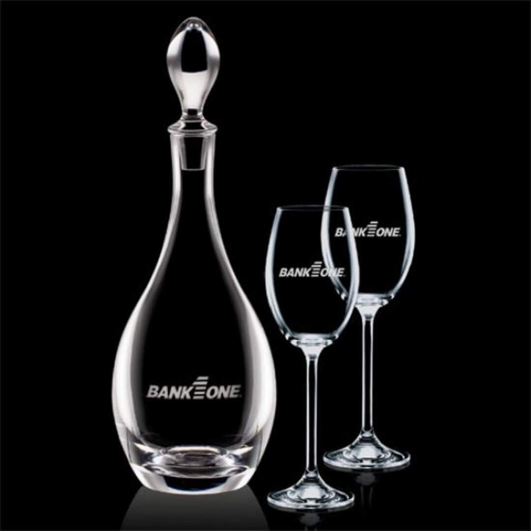 Decanter and Stemmed Wine Glasses