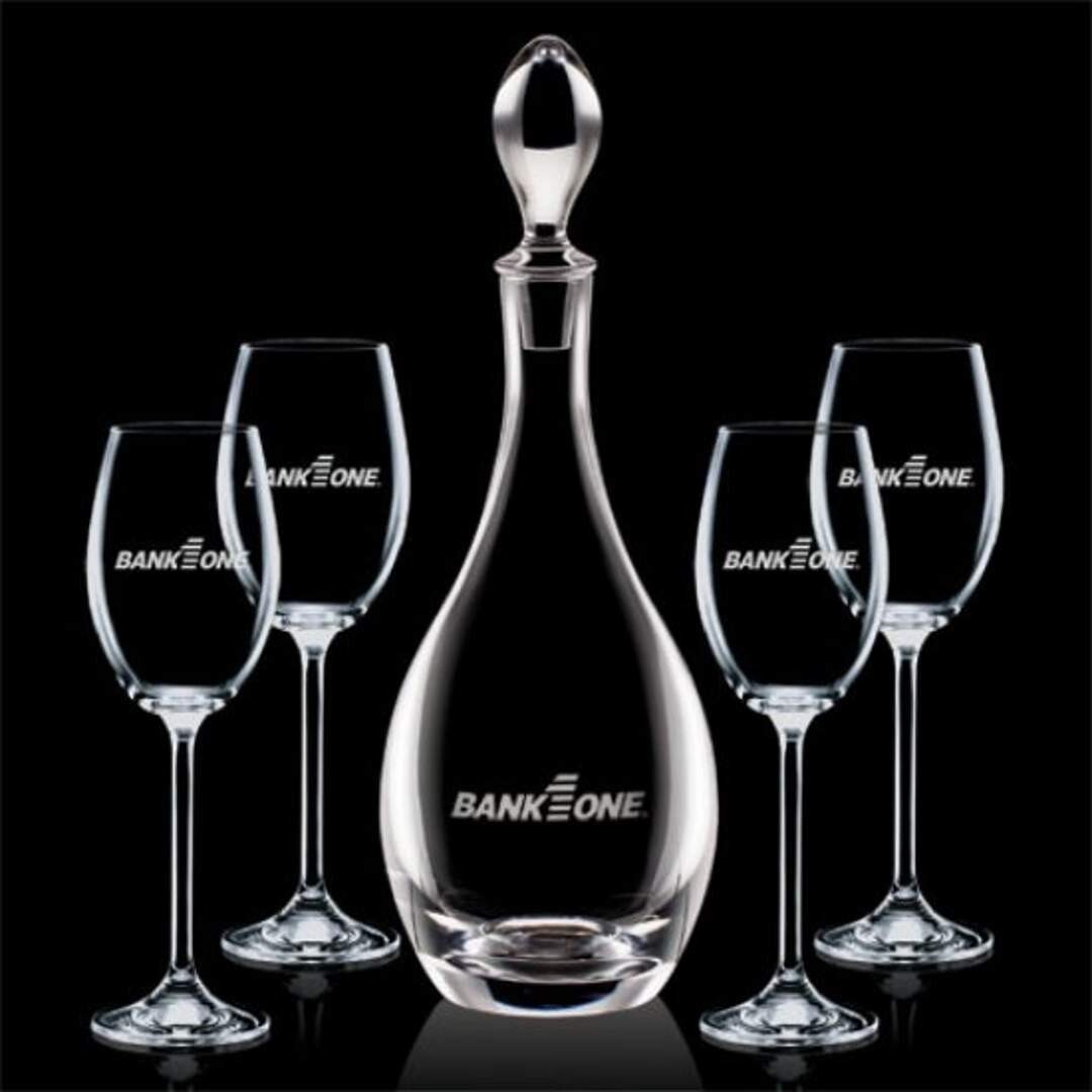 Decanter and Stemmed Wine Glasses