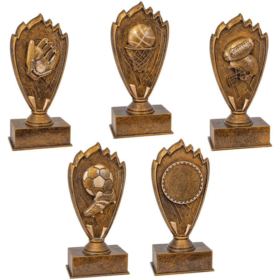 Golden Flame Resin Trophies in 5 Styles