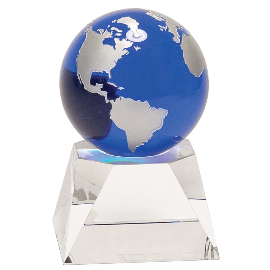 blue globe on clear base