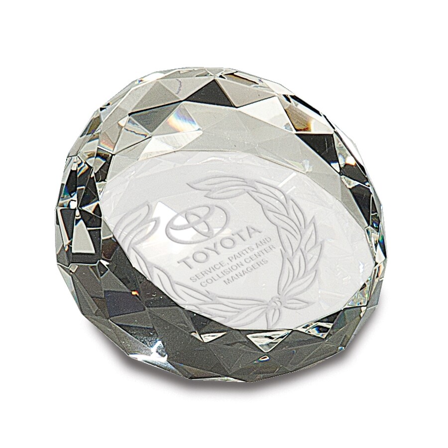 slanted crystal paperweight
