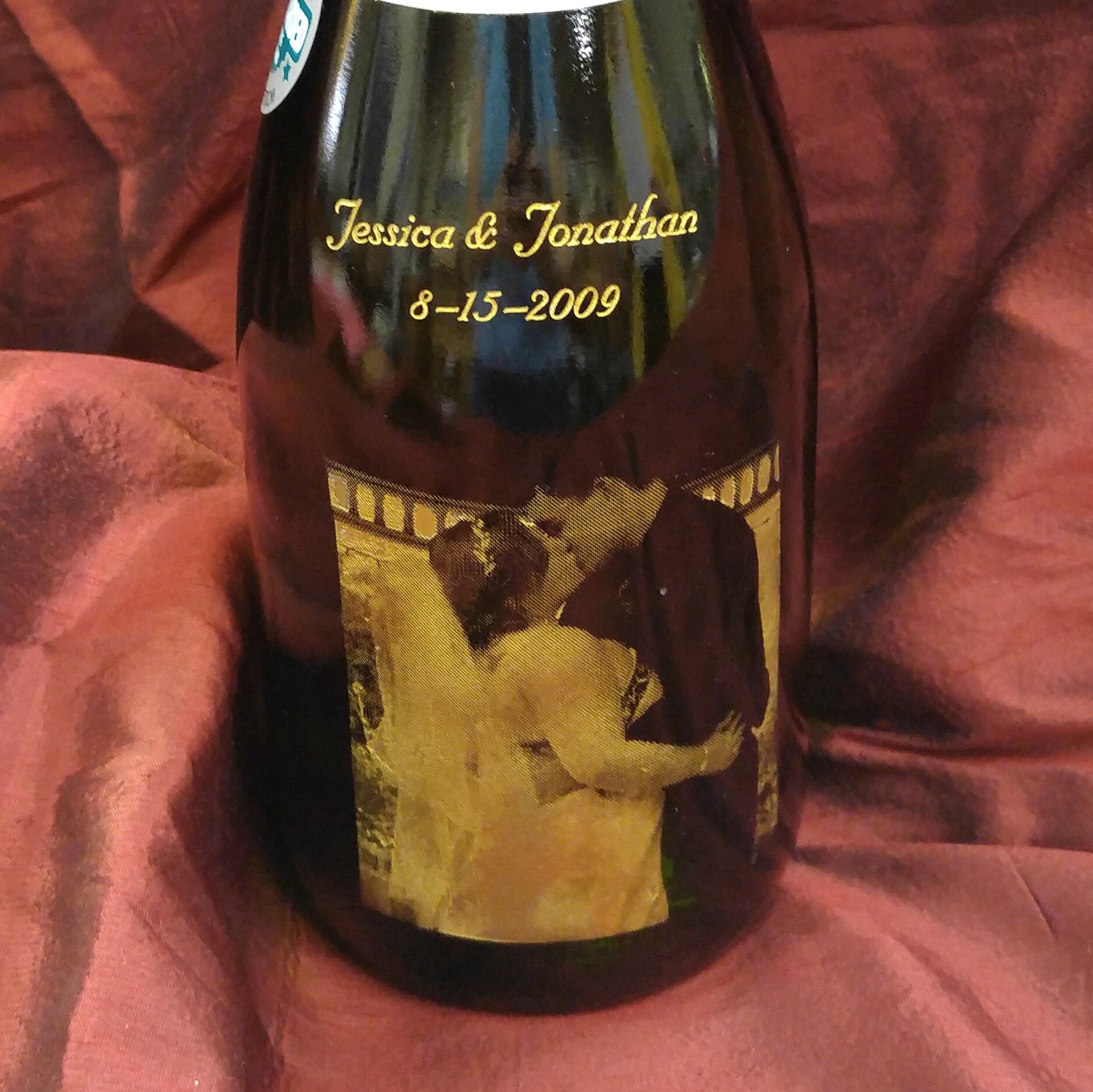 Photo Sand Carved on Champagne Bottle