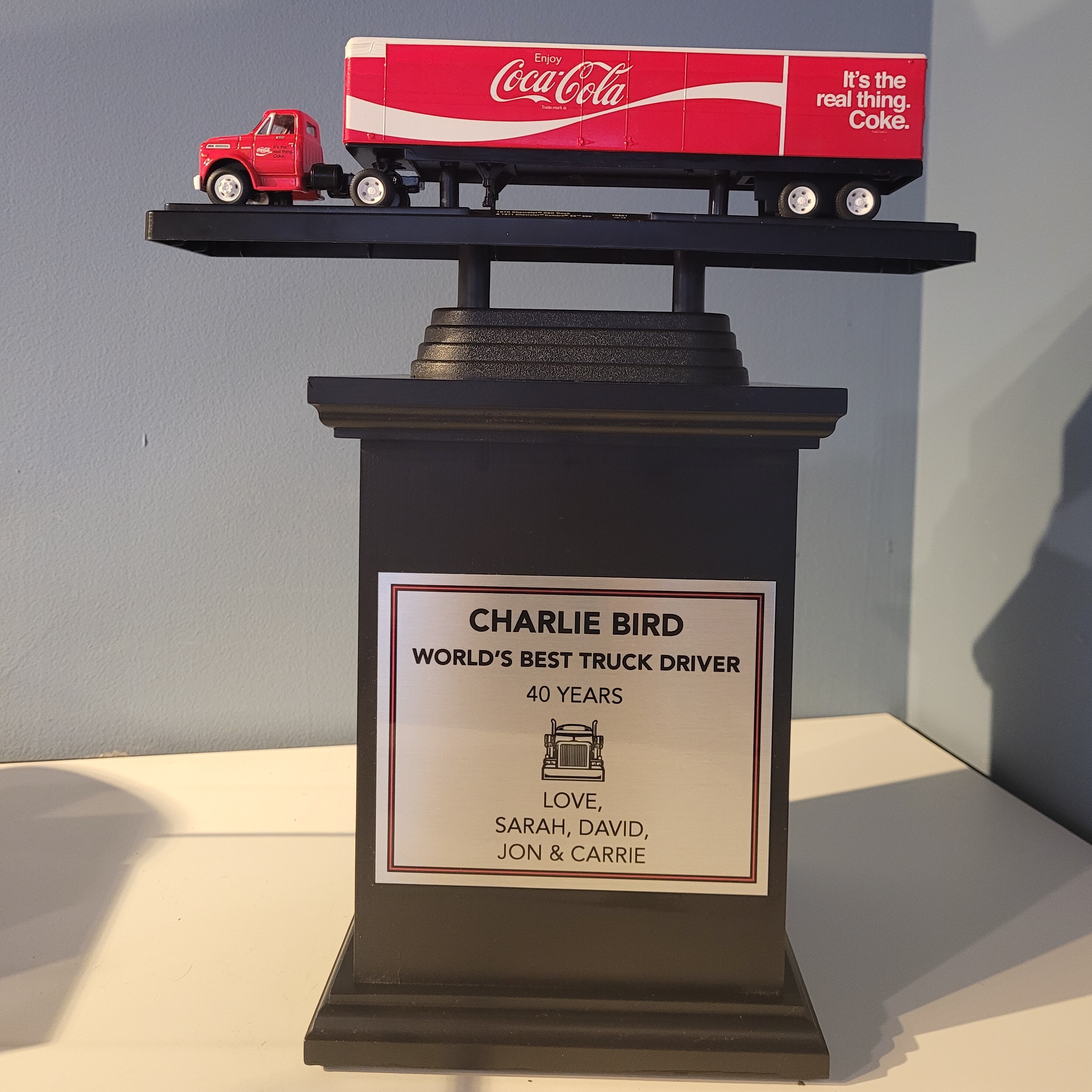 coke truck on trophy base