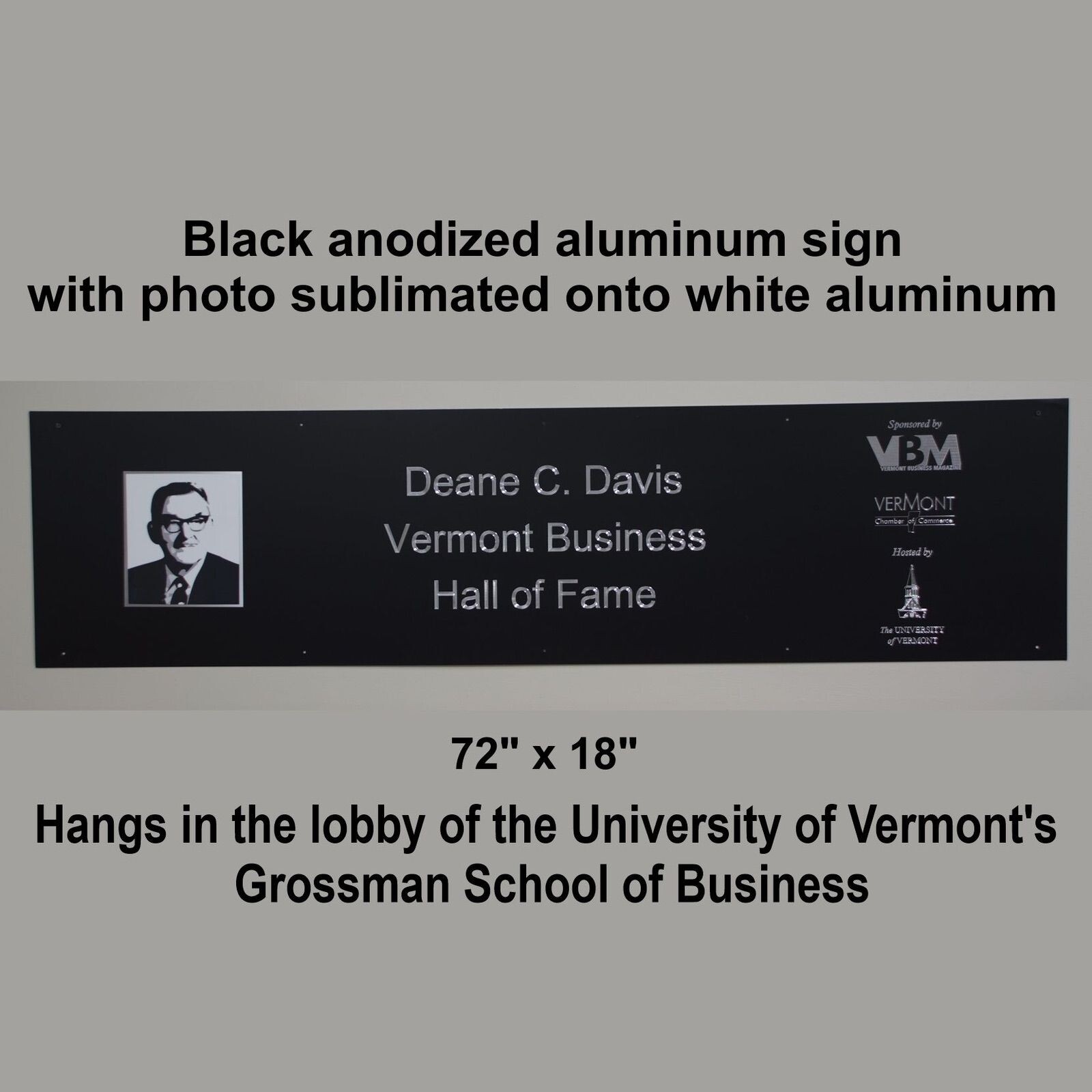 6 x 1.5 Foot Black Anodized Aluminum Sign