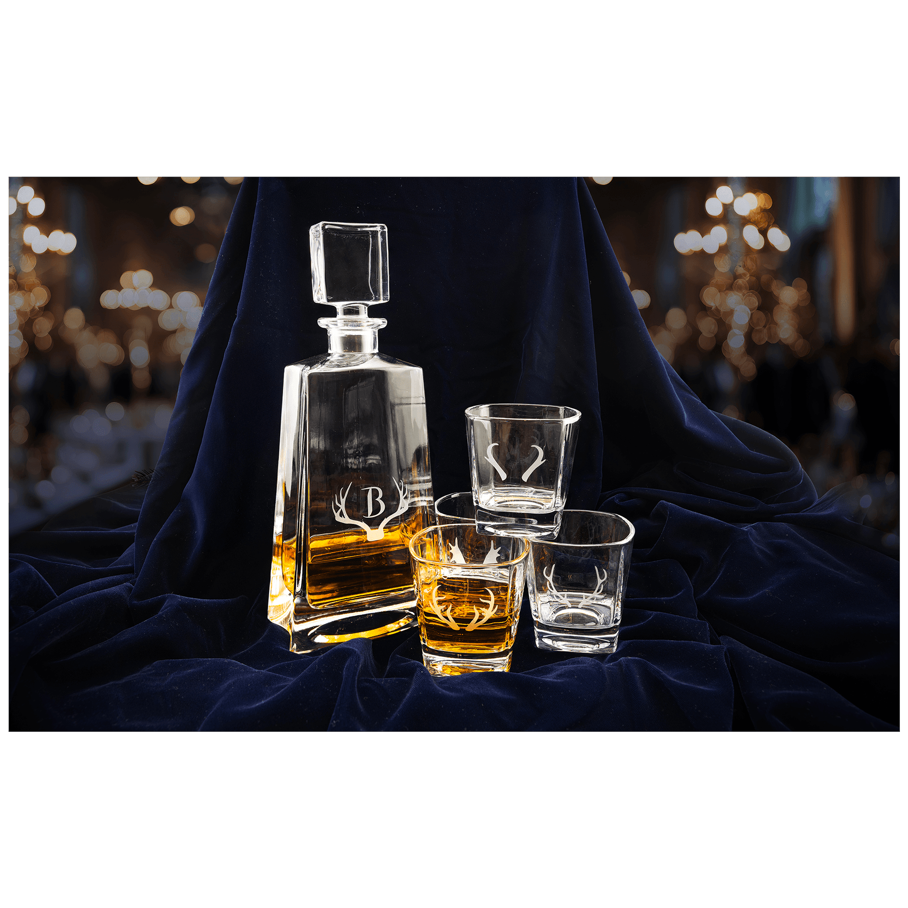 Glass 750ml tequila decanter and 4 8oz glasses