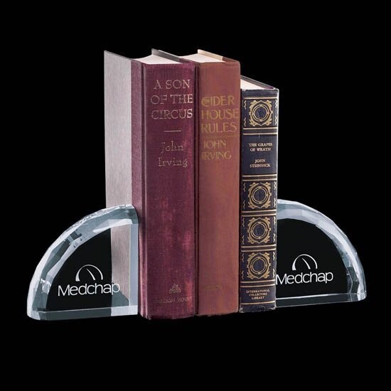 Arced Optical Crystal Bookends