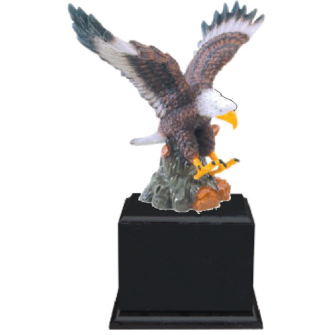 painted landing eagle grabbing flag on base
