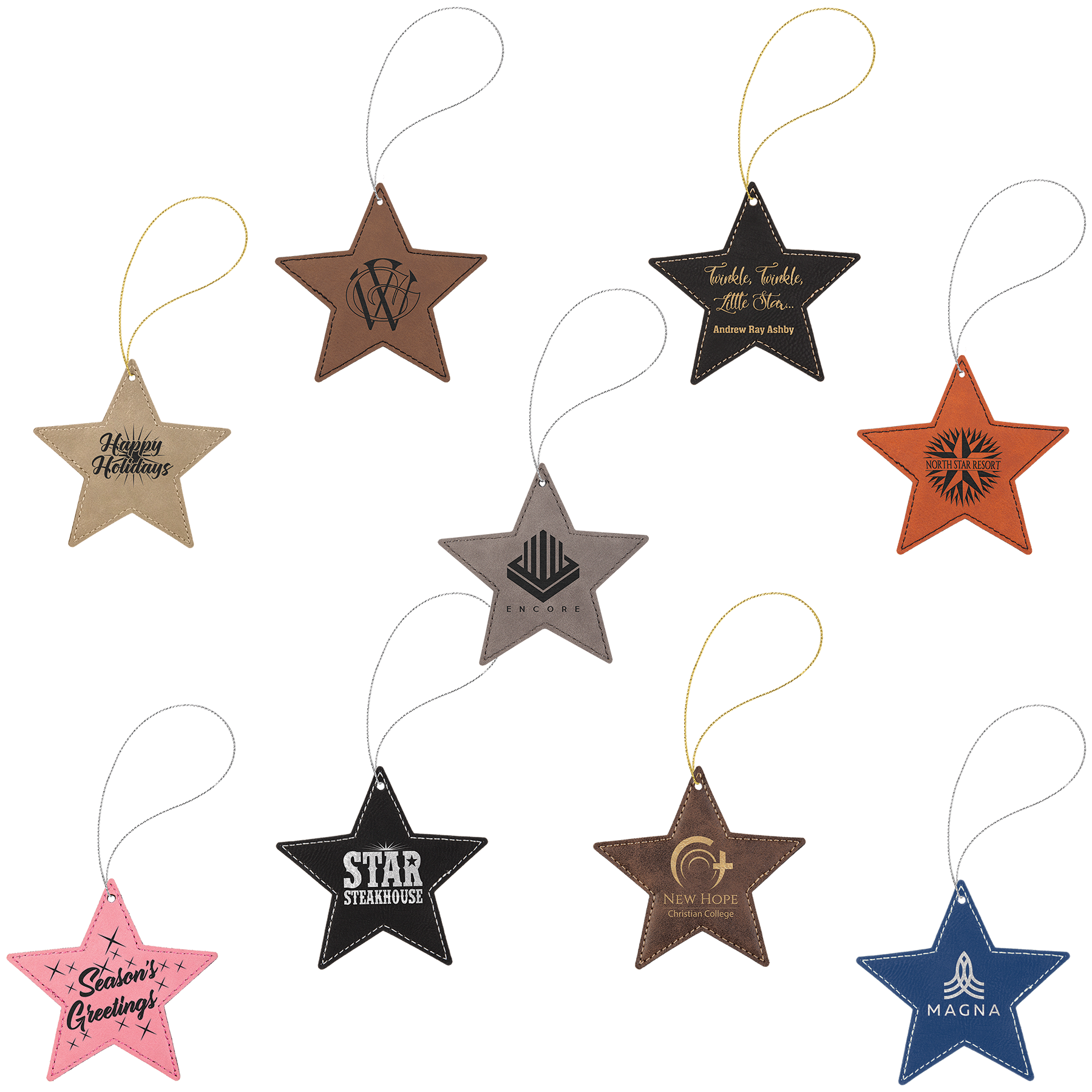 leatherette star ornaments