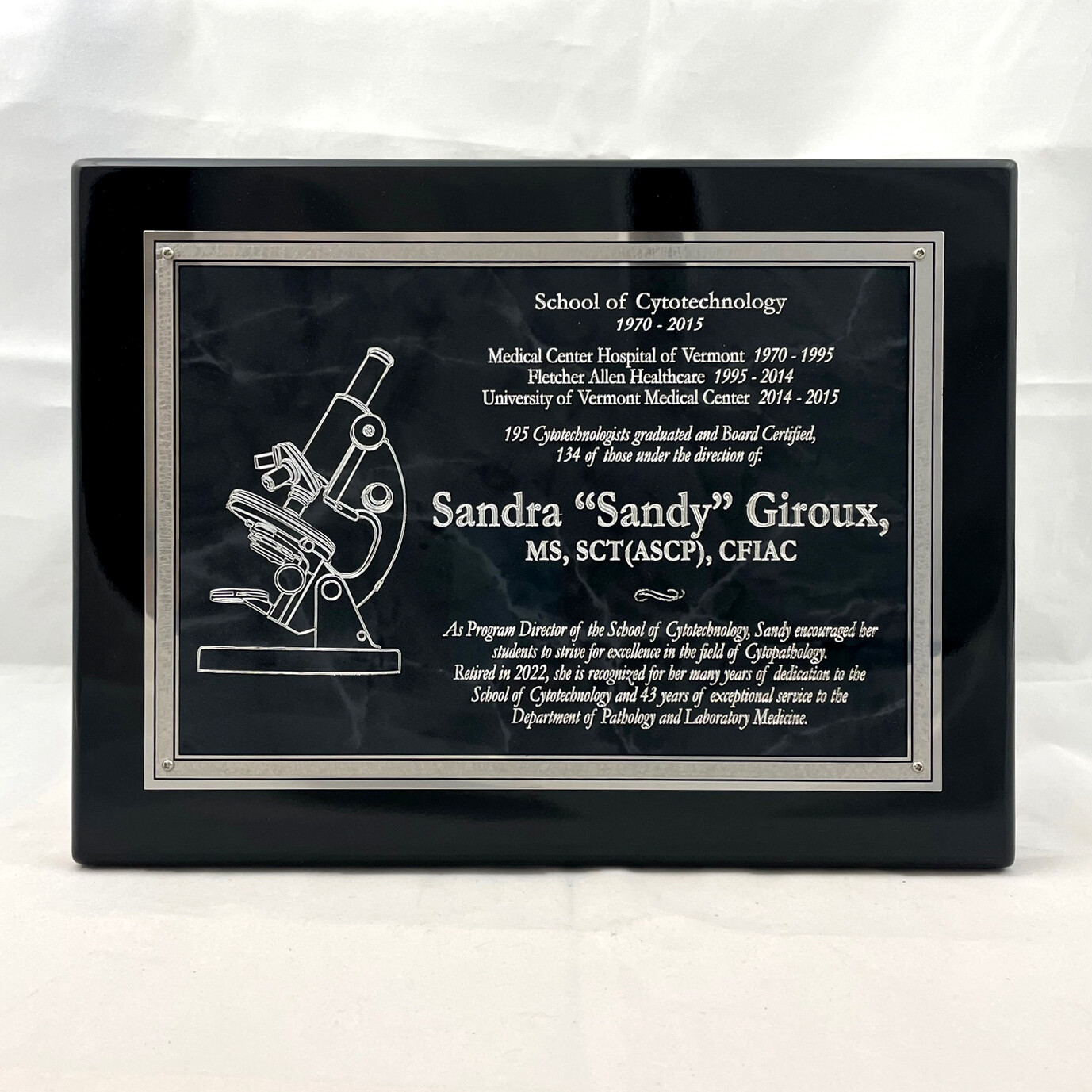 Black Piano Finish Plaque with Gray Marble Aluminum Plate