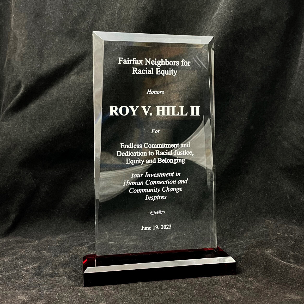 Rectangular Acrylic Award With Red Base