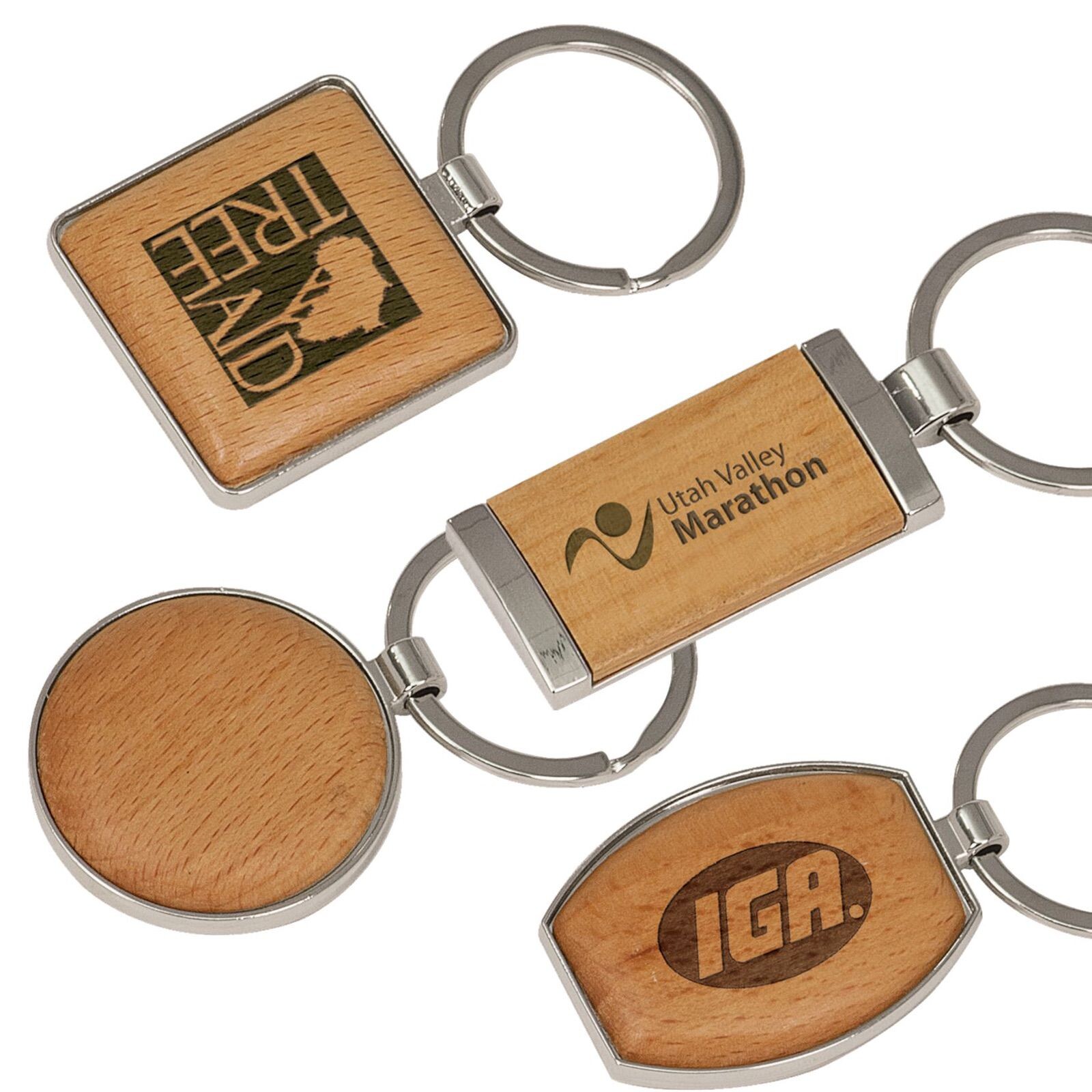 silver/wood key tag