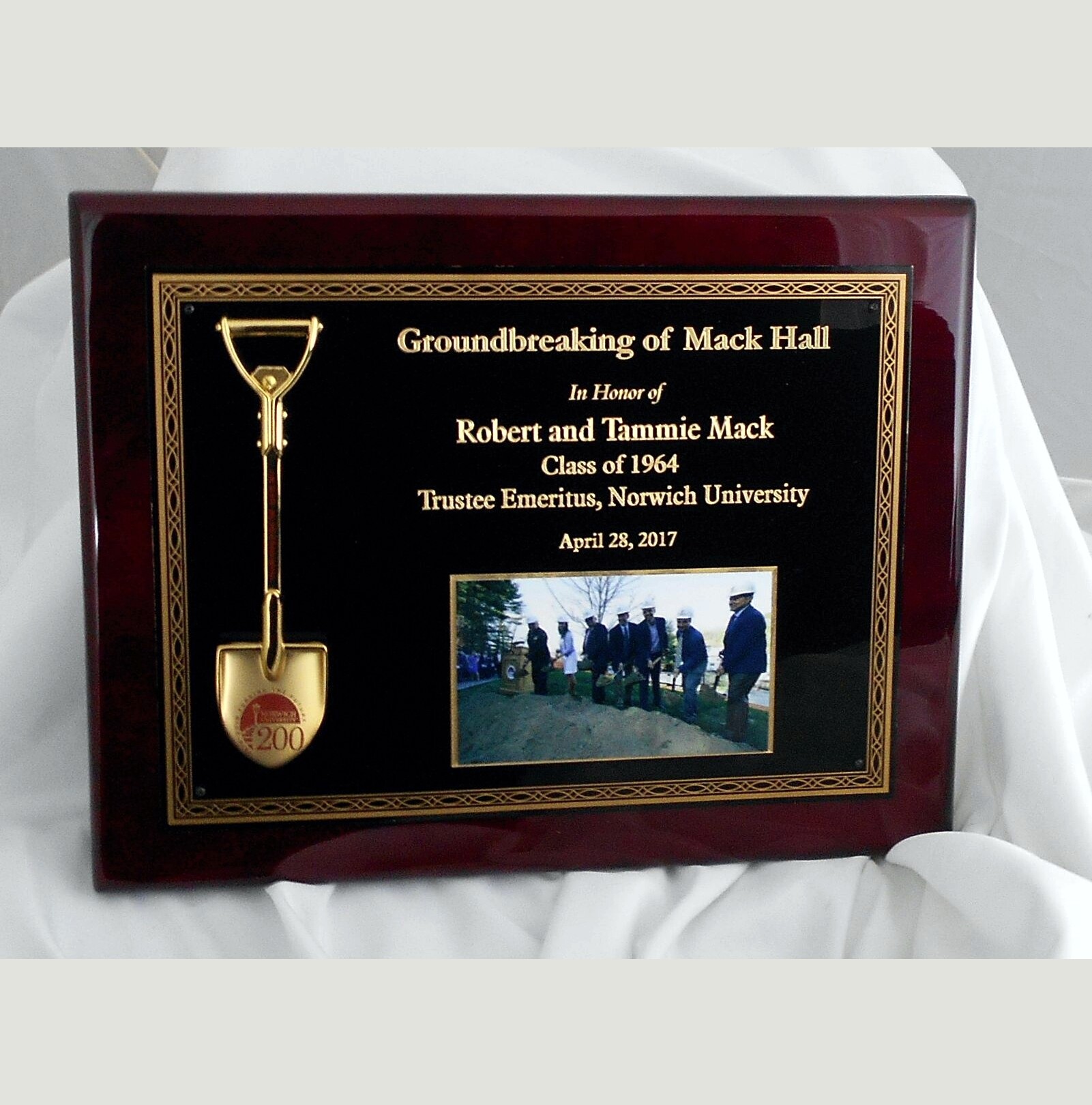 Rosewood Piano Finish Award plaque - Black Plate In 4 Sizes