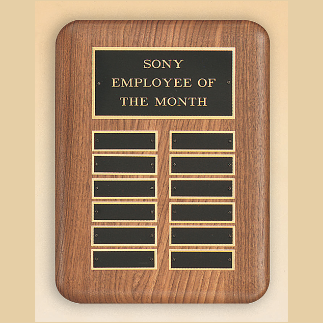 American Walnut Perpetual Award Plaque With Rounded Corners In 2 Sizes