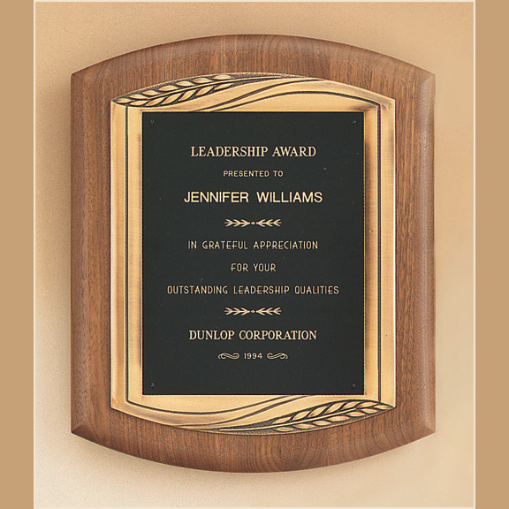 American Walnut Arched Award Plaque With Cast Frame