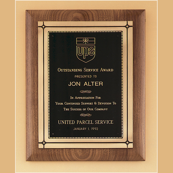 American Walnut Award Plaque With Casting
