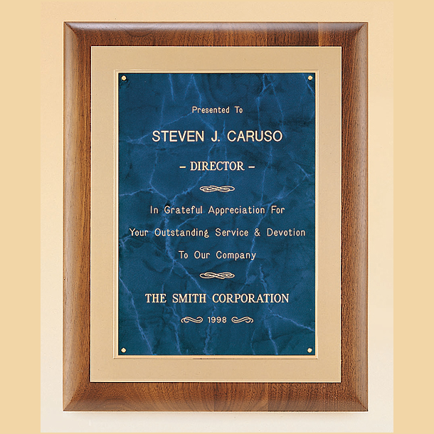 american walnut square cornered wall plaque with bold border 11 x 14 with standard engraving