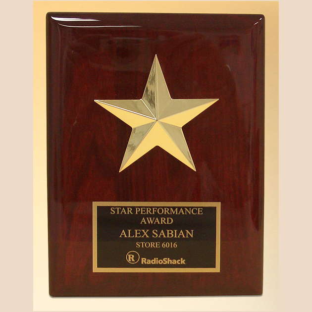 Star Casting on Rosewood Piano Finish Plaque