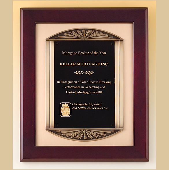 Rosewood Piano Finish Plaque with Bronze Casting