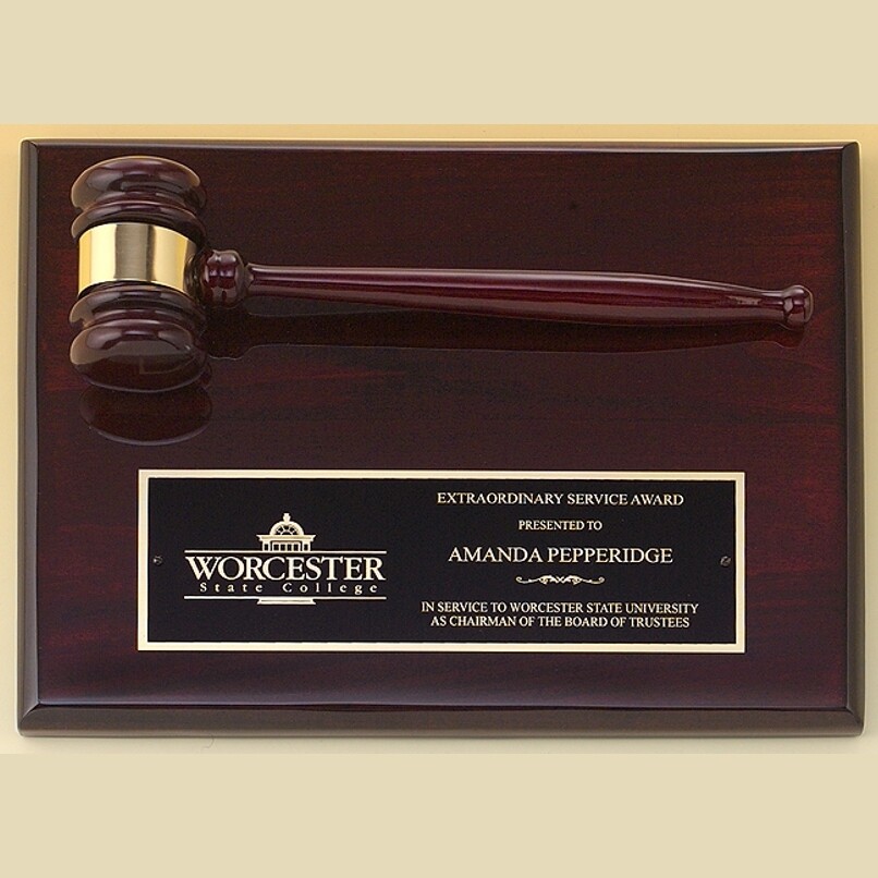 rosewood piano finish gavel wall plaque finish with standard engraving