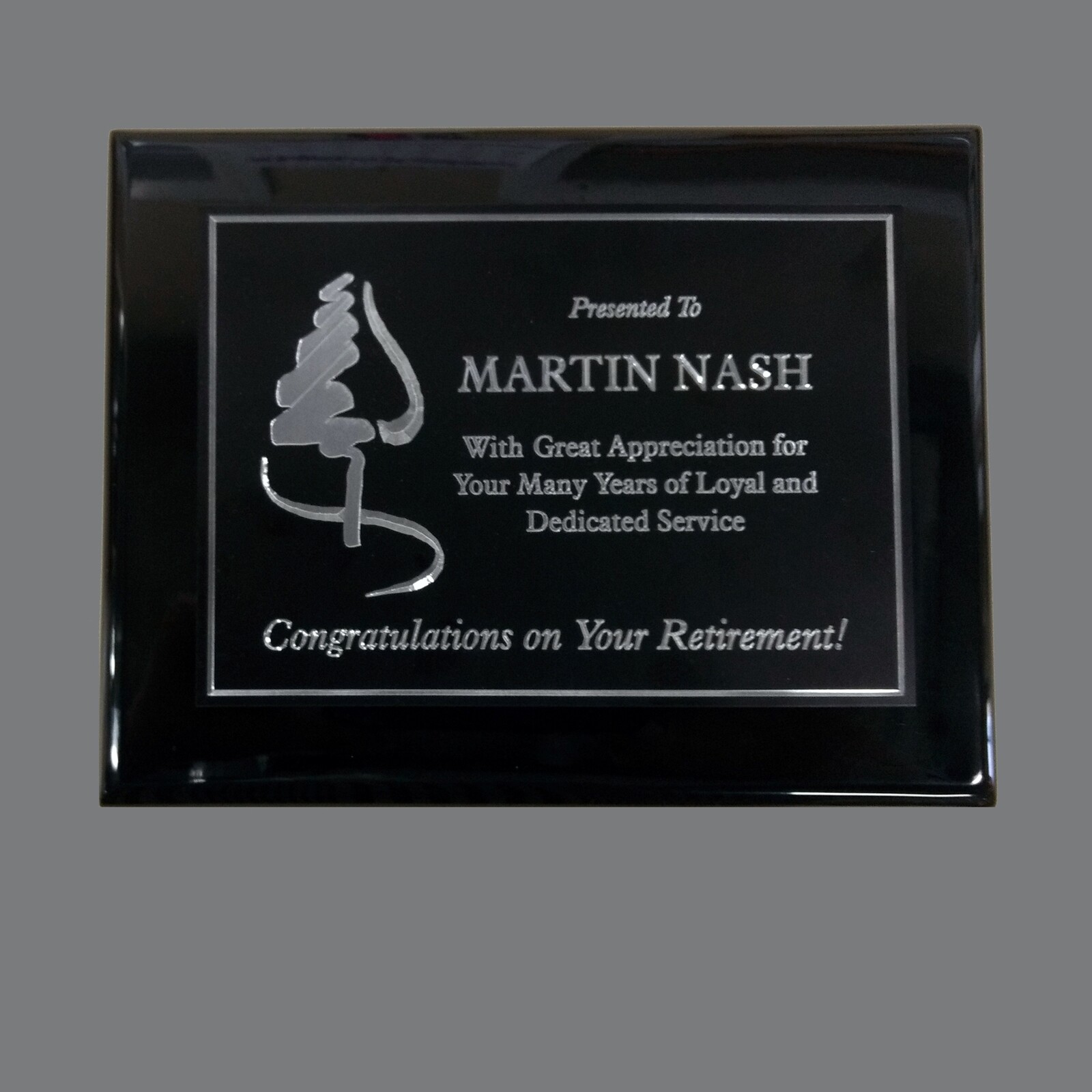 Black Piano Finish Award Plaque With Black Shiny Aluminum Plate In 5 Sizes
