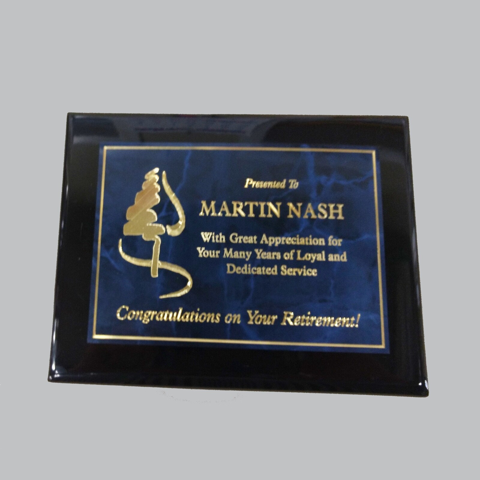 Black Piano Finish Plaque With Blue Marbled Plate In 5 Sizes