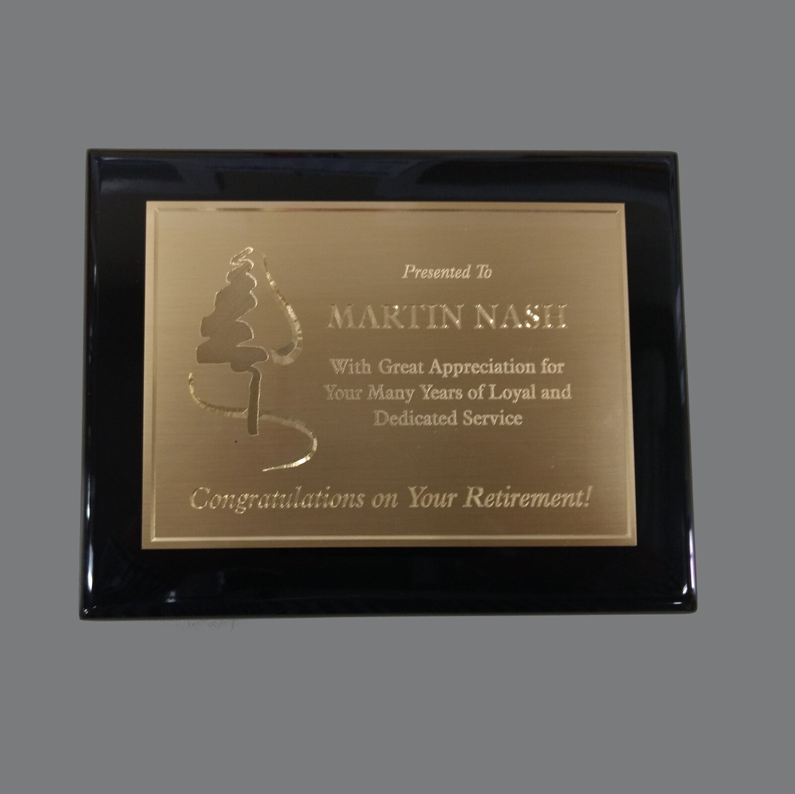 Black Piano Finish Award Plaque With Gold Brass Plate In 5 Sizes