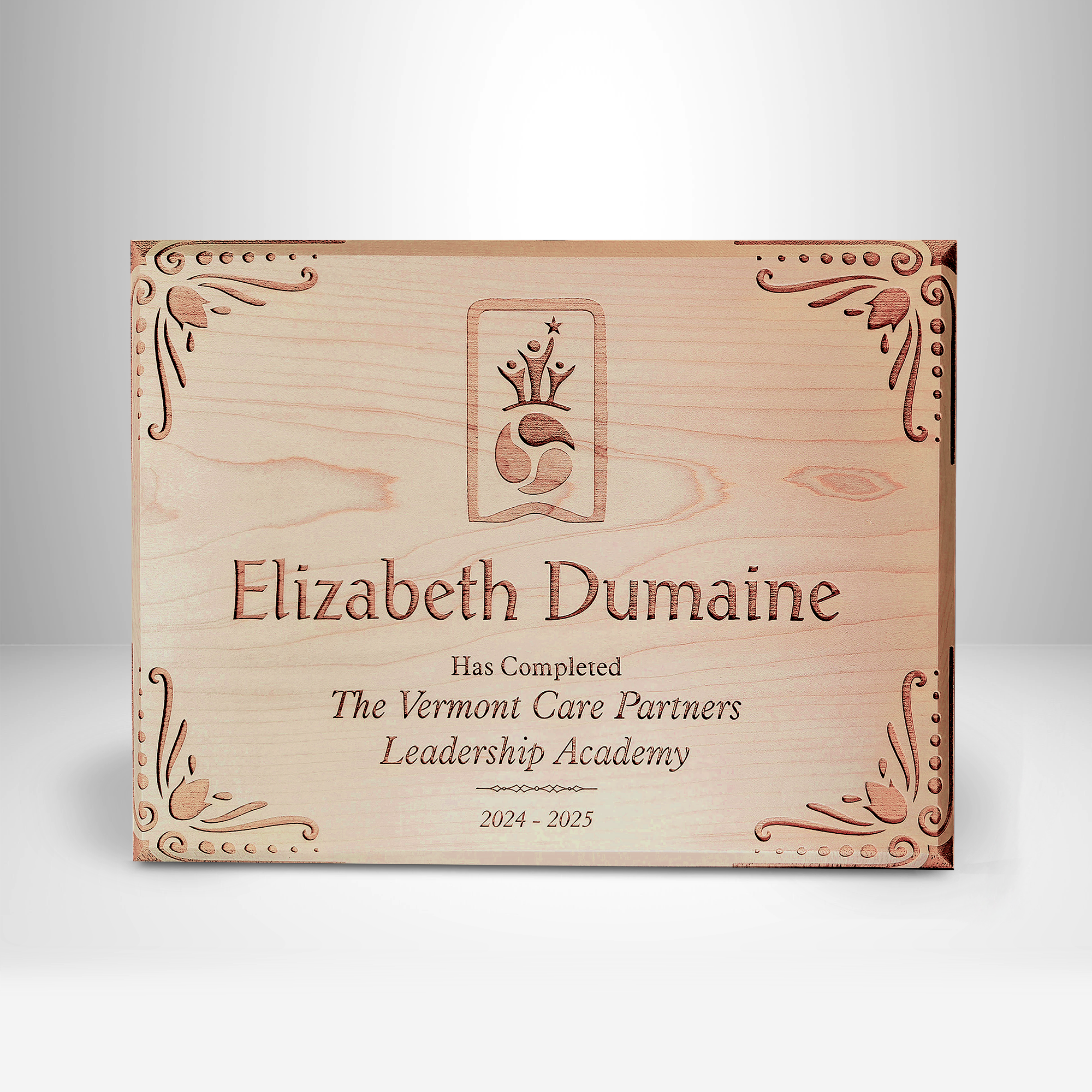 Large maple plaque with laser engraving