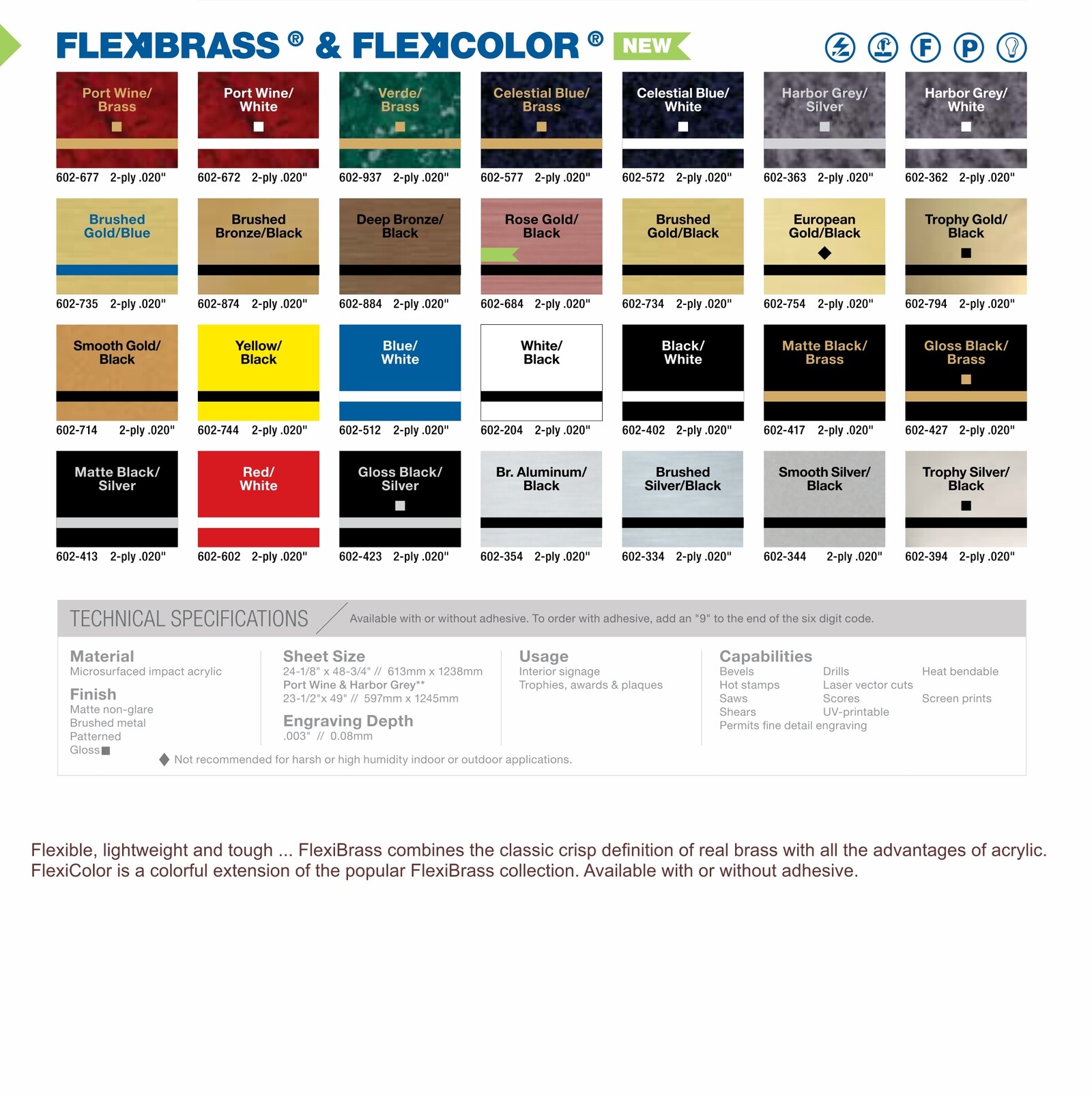 Flexi materials color chart