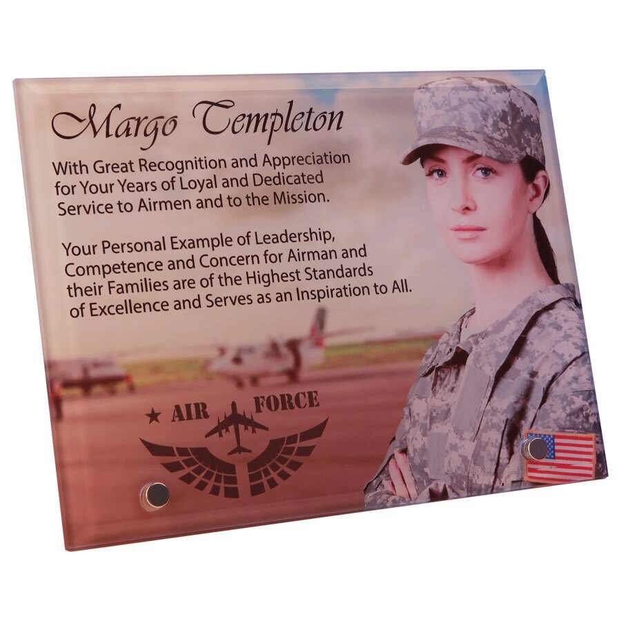 Full Color Sublimated Standing Glass Plaques with Pin in 4 Sizes