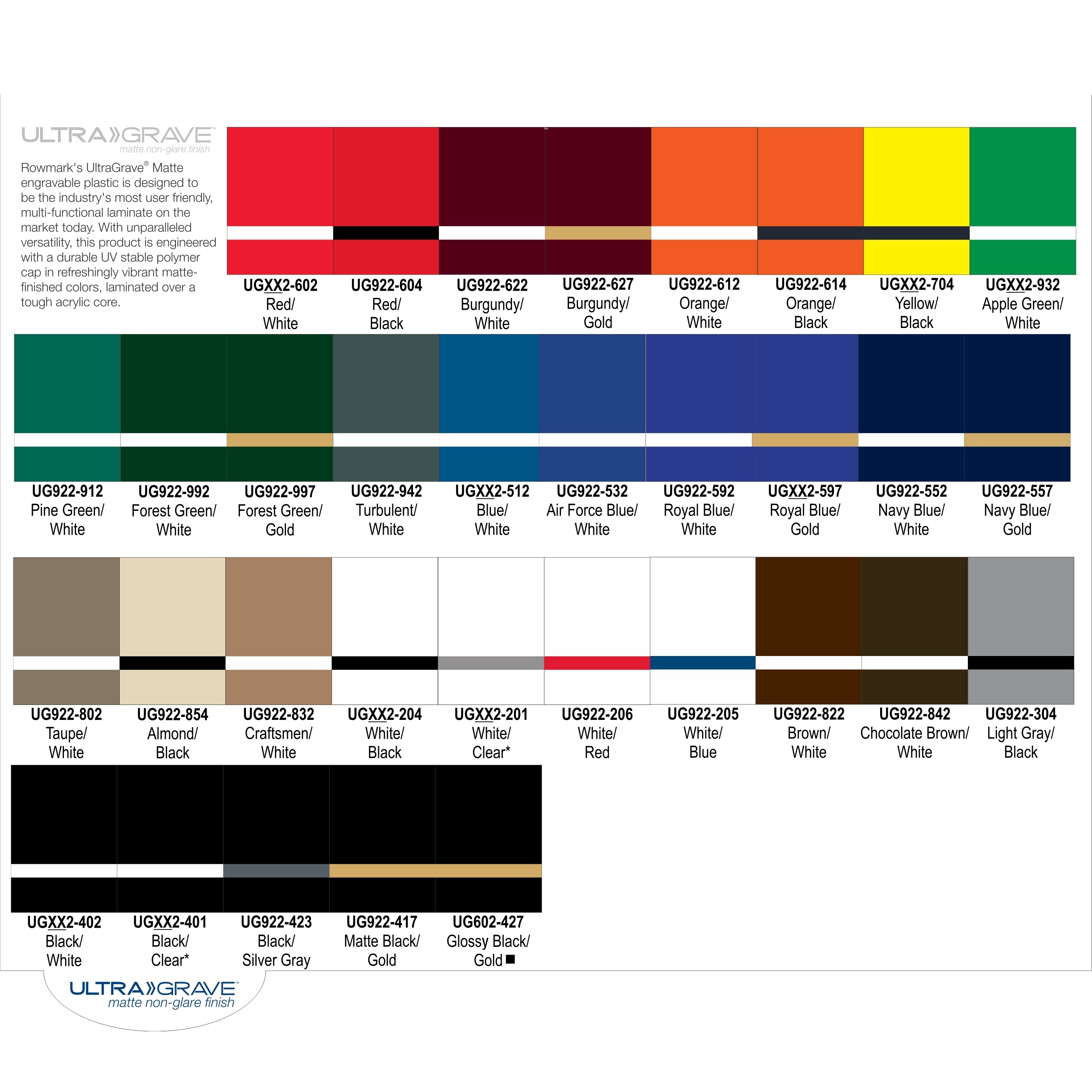 Ultramatte Color Chart