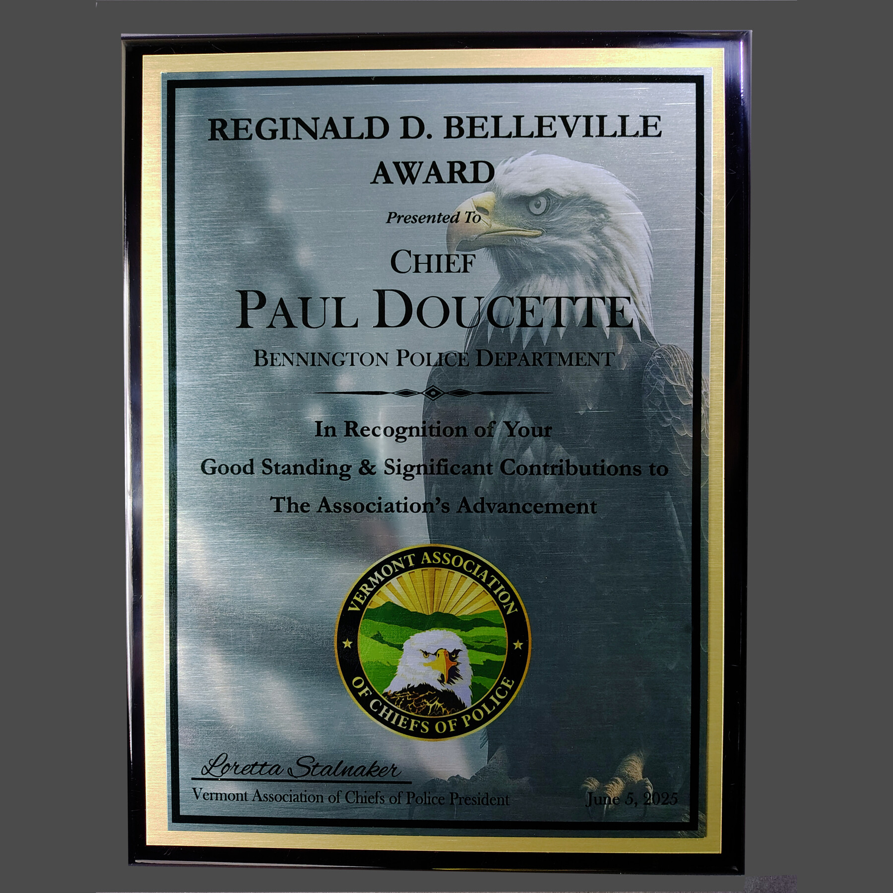 Black Piano Finish Plaque with Silver Aluminum Full Color plate