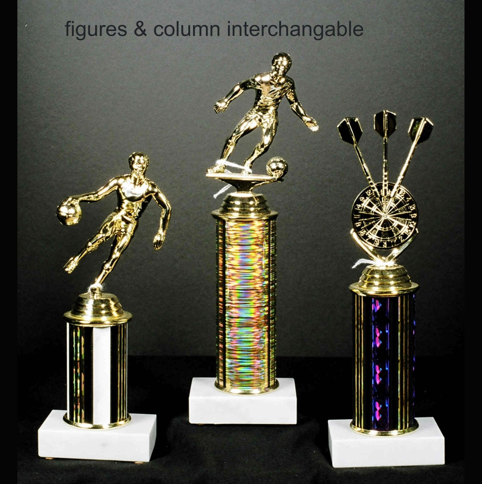 Classic Trophy With Figure On Marble Base In 3 Sizes